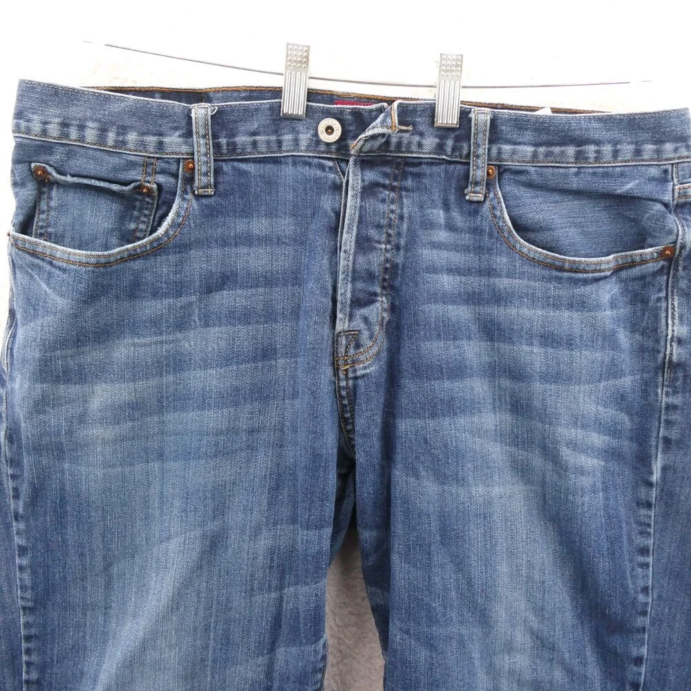 Lucky Brand Jeans Mens Size 38x30 Straight Leg Blue Cotton Denim Dark Wash Pants